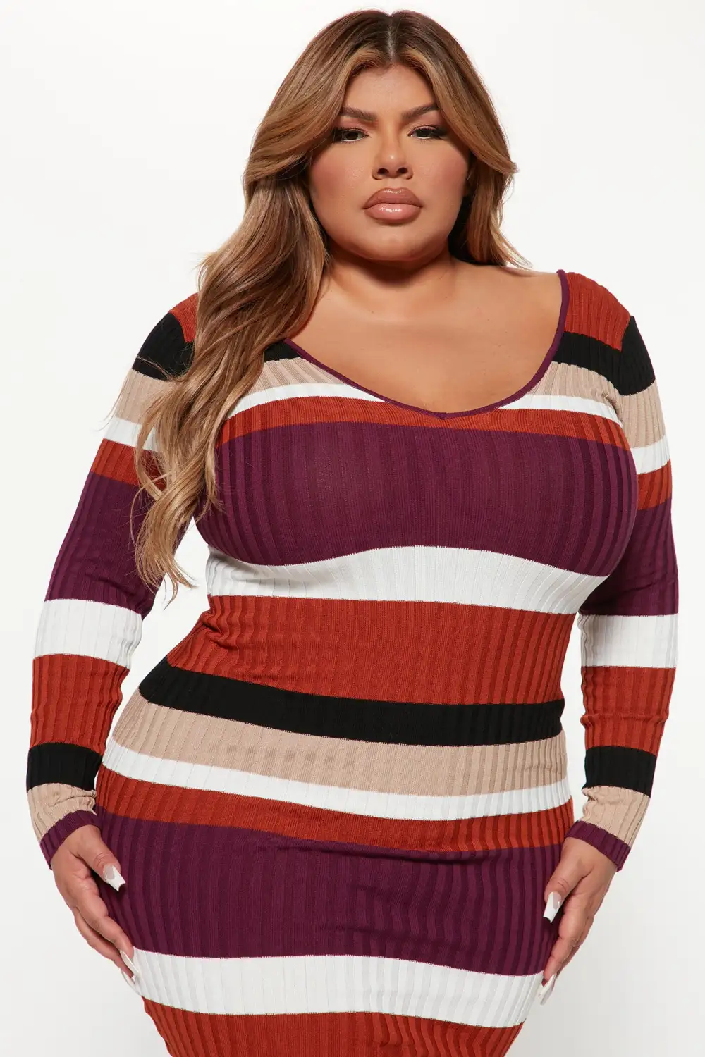 Kallan Striped Knit Dress - Purple/combo