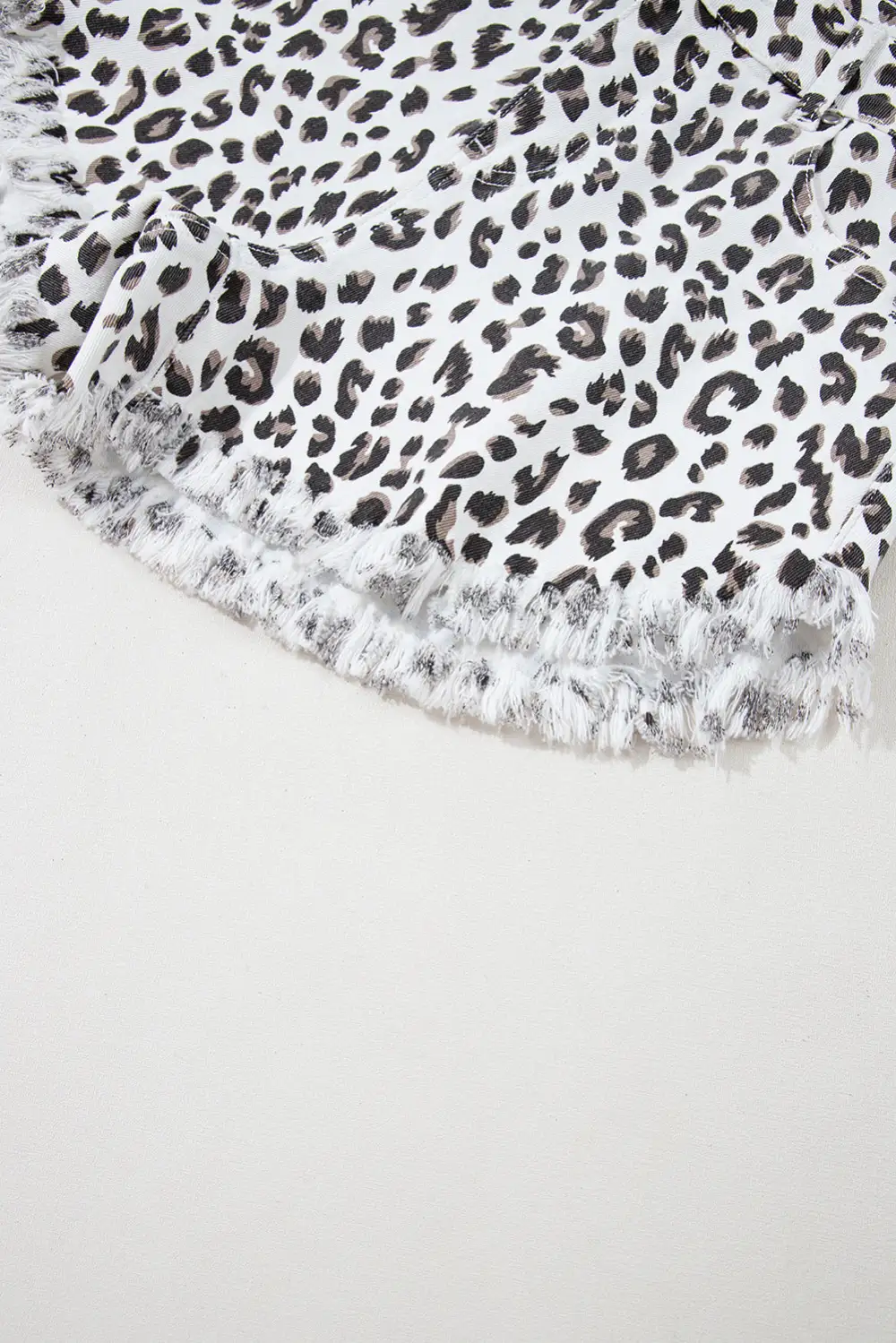 Leopard Frayed Hem Denim Shorts