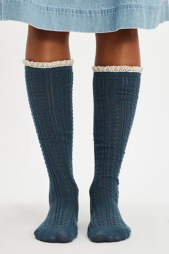 Lace Net Pointelle Tall Grey