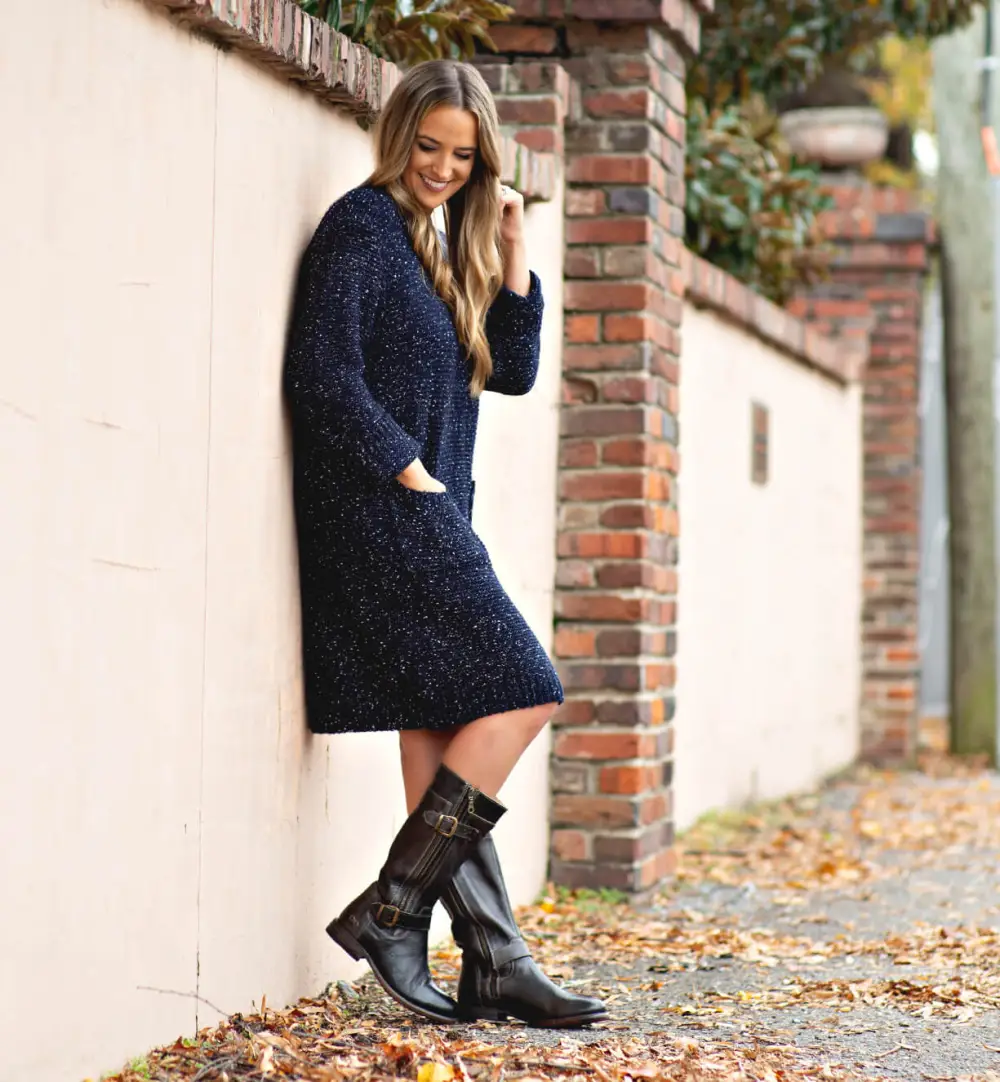 Women's Wide Calf Lug Sole Leather Heritage Knee High Boots