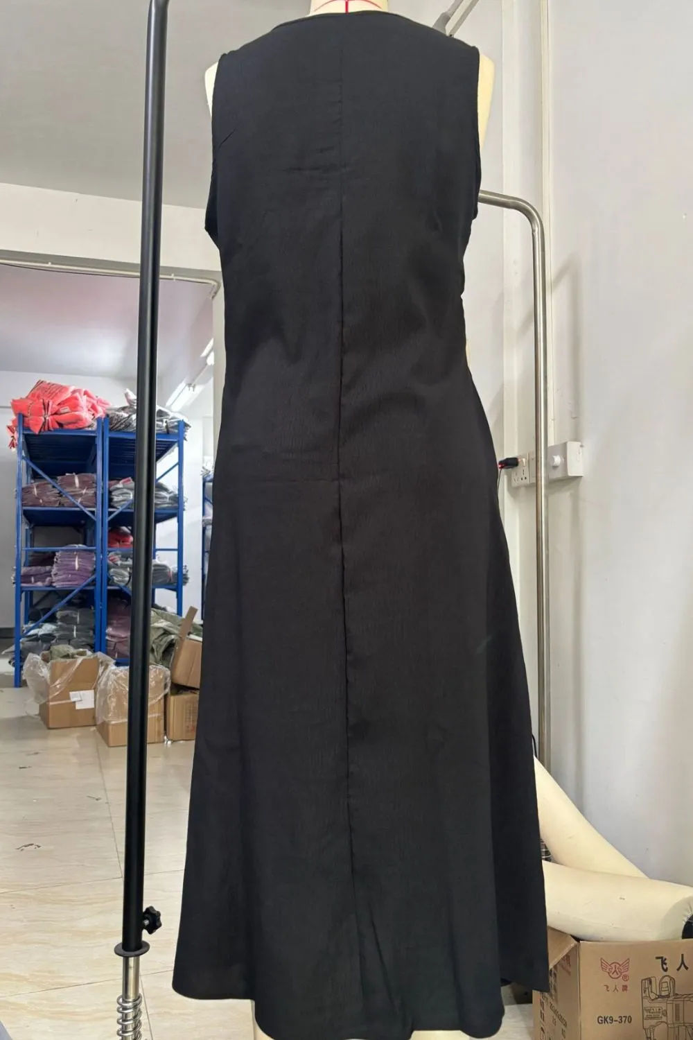 Drape Button Front Sleeveless Midi Dress