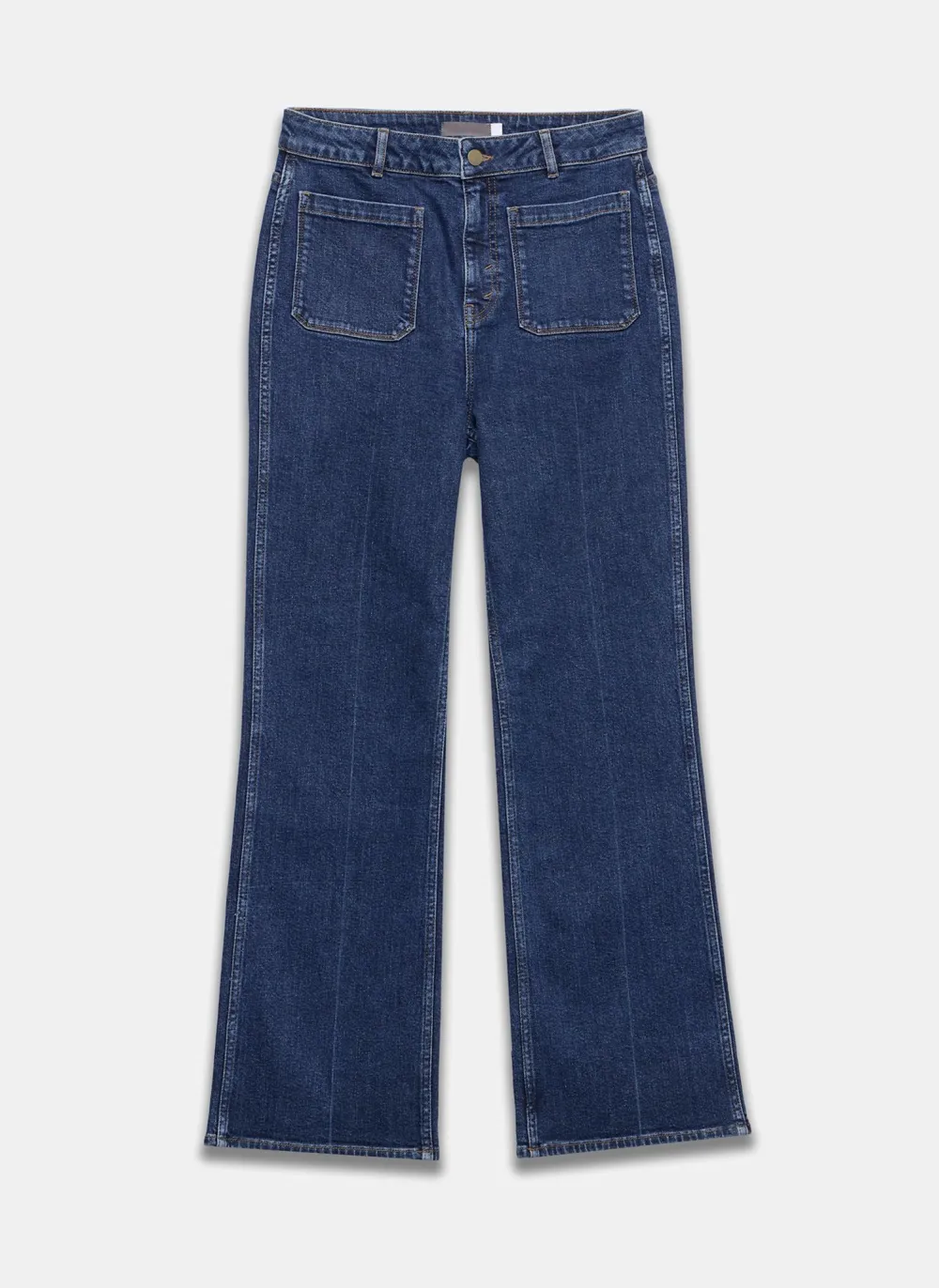 Casual Style Relaxed Straight Patch Pocket Jeans
