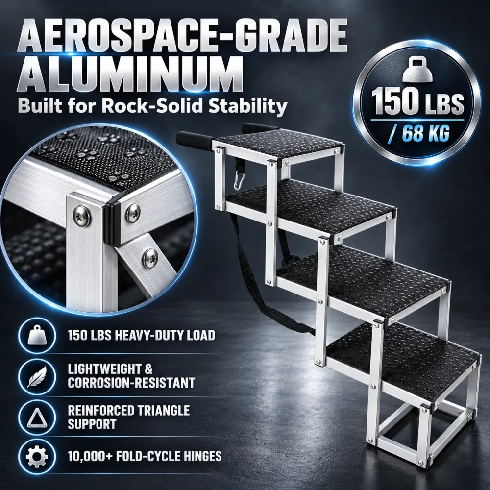 Foldable Pet Ramp—Dog Ladder—Outdoor Car Dog Stairs for SUV Sedan