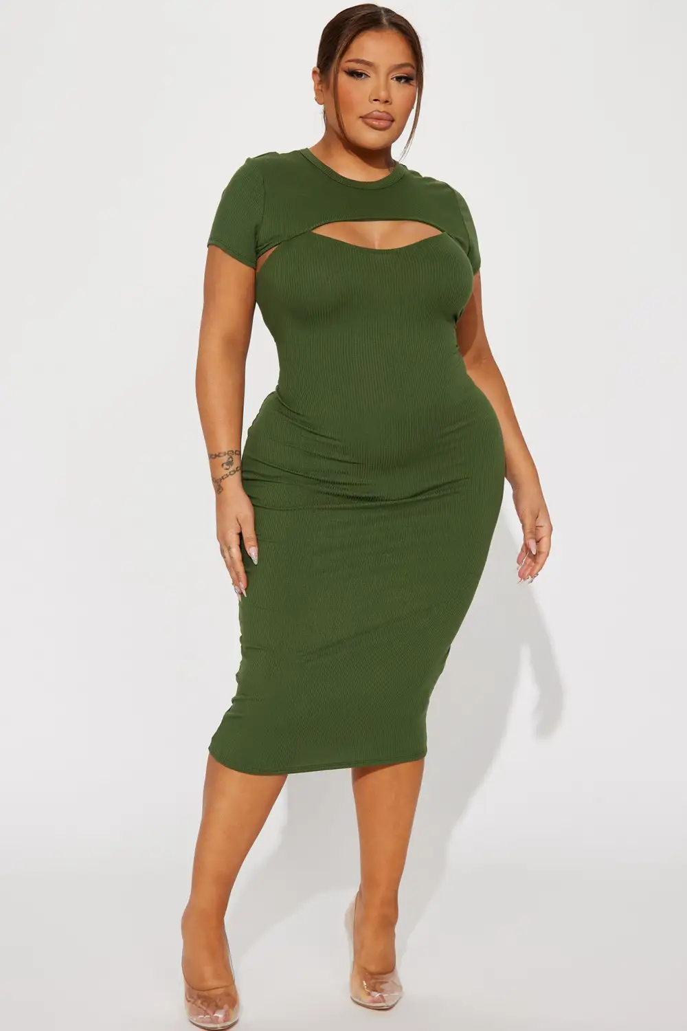 Sugar Fly Midi Dress - Olive