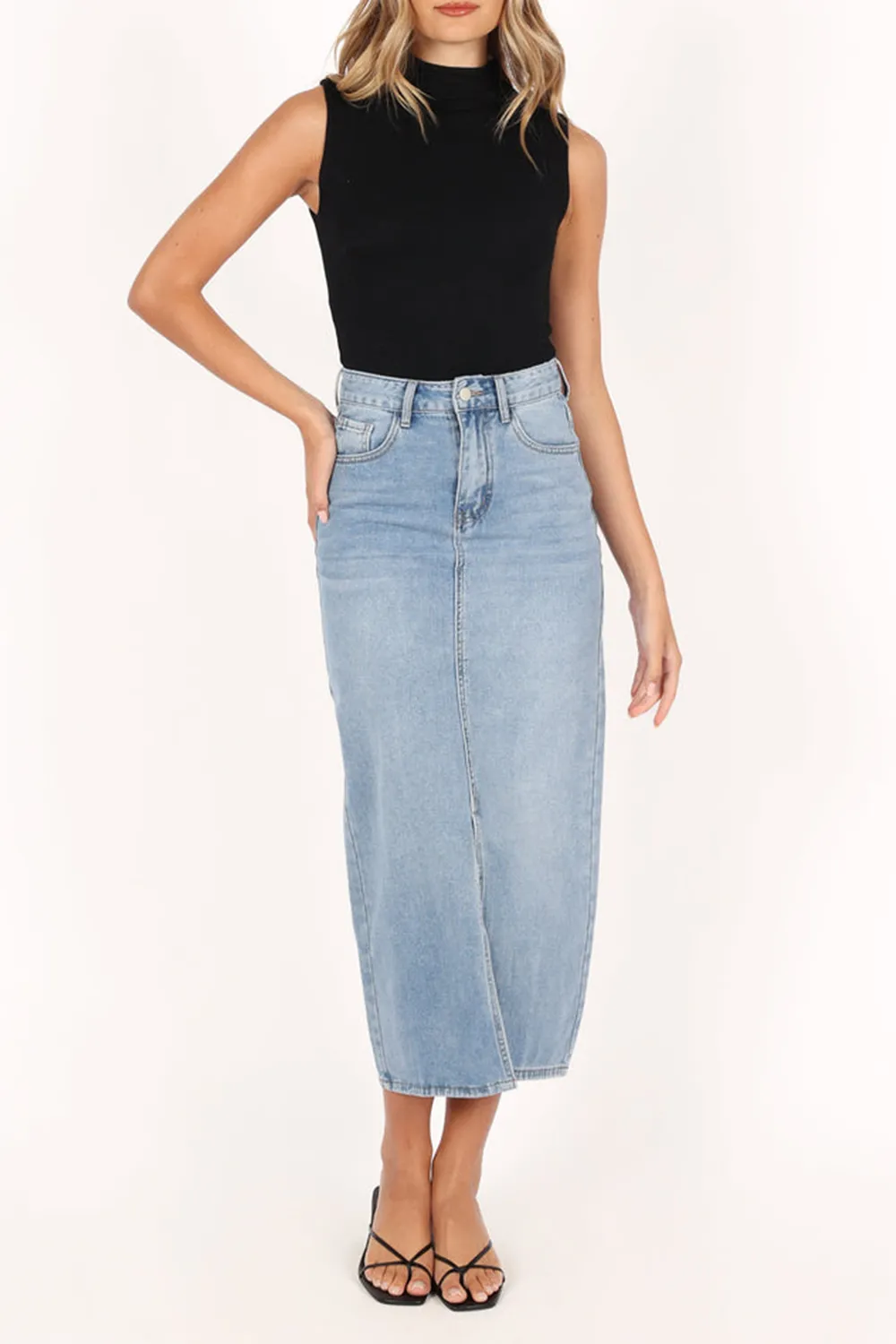 RELAXED MIDI A-LINE KNIT SKIRT
