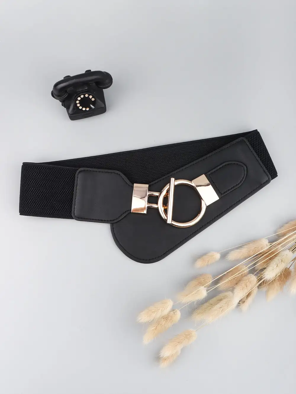 Wide Buckle Stretch Belt