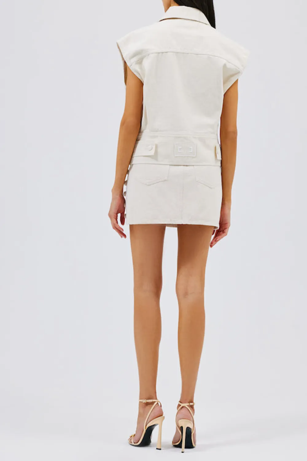 Denim Skirt-White