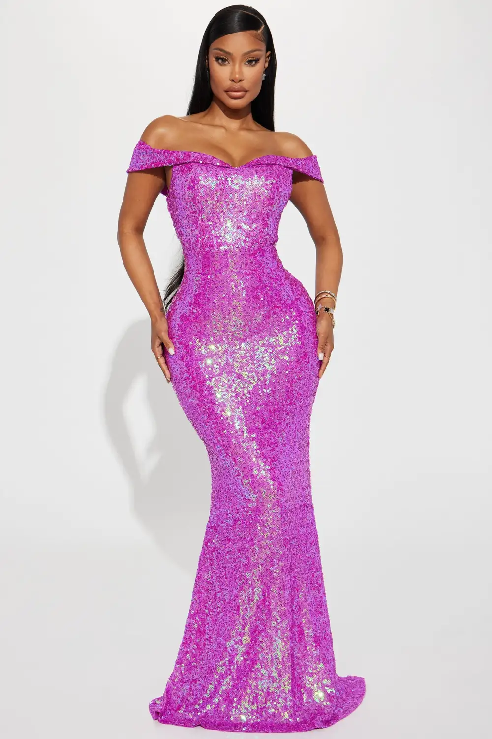 Marcie Sequin Gown - Magenta