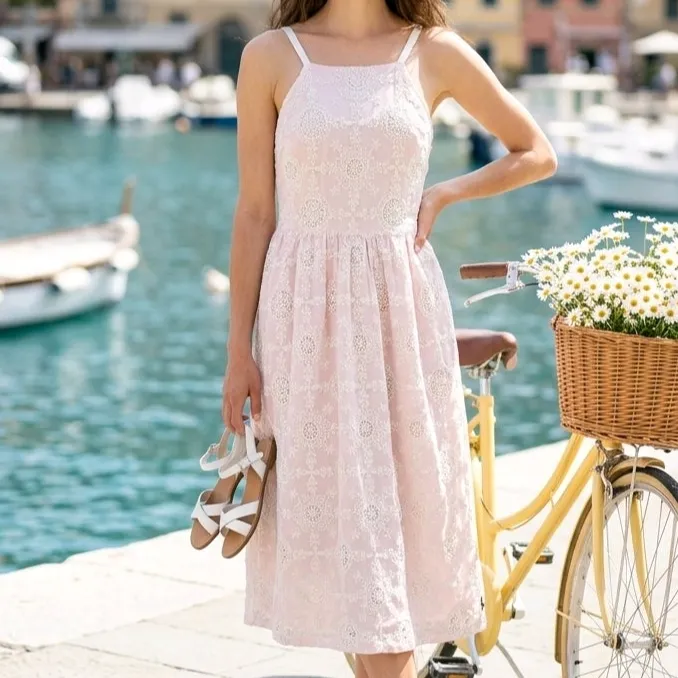 Women's Classic Embroidered Midi Dress