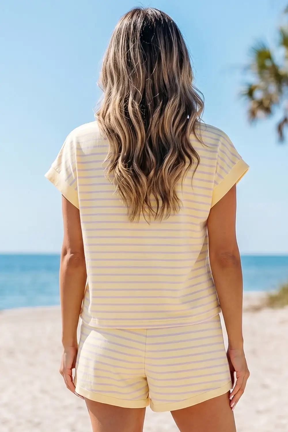 Striped Relaxed Drawstring Two Piece Set