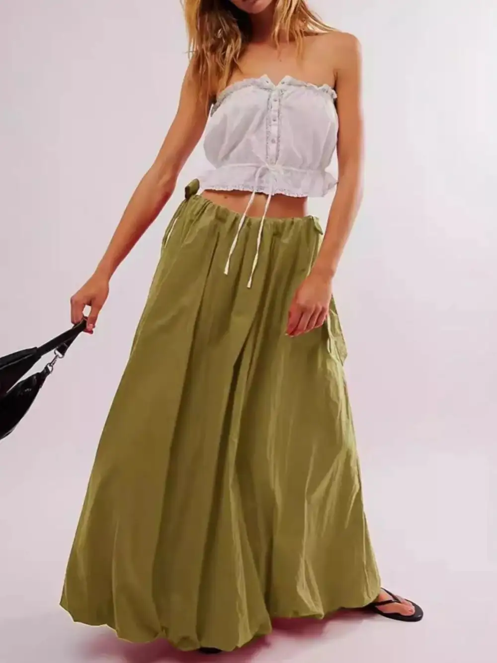 Softened Drawstring Pocket Detail Skirt
