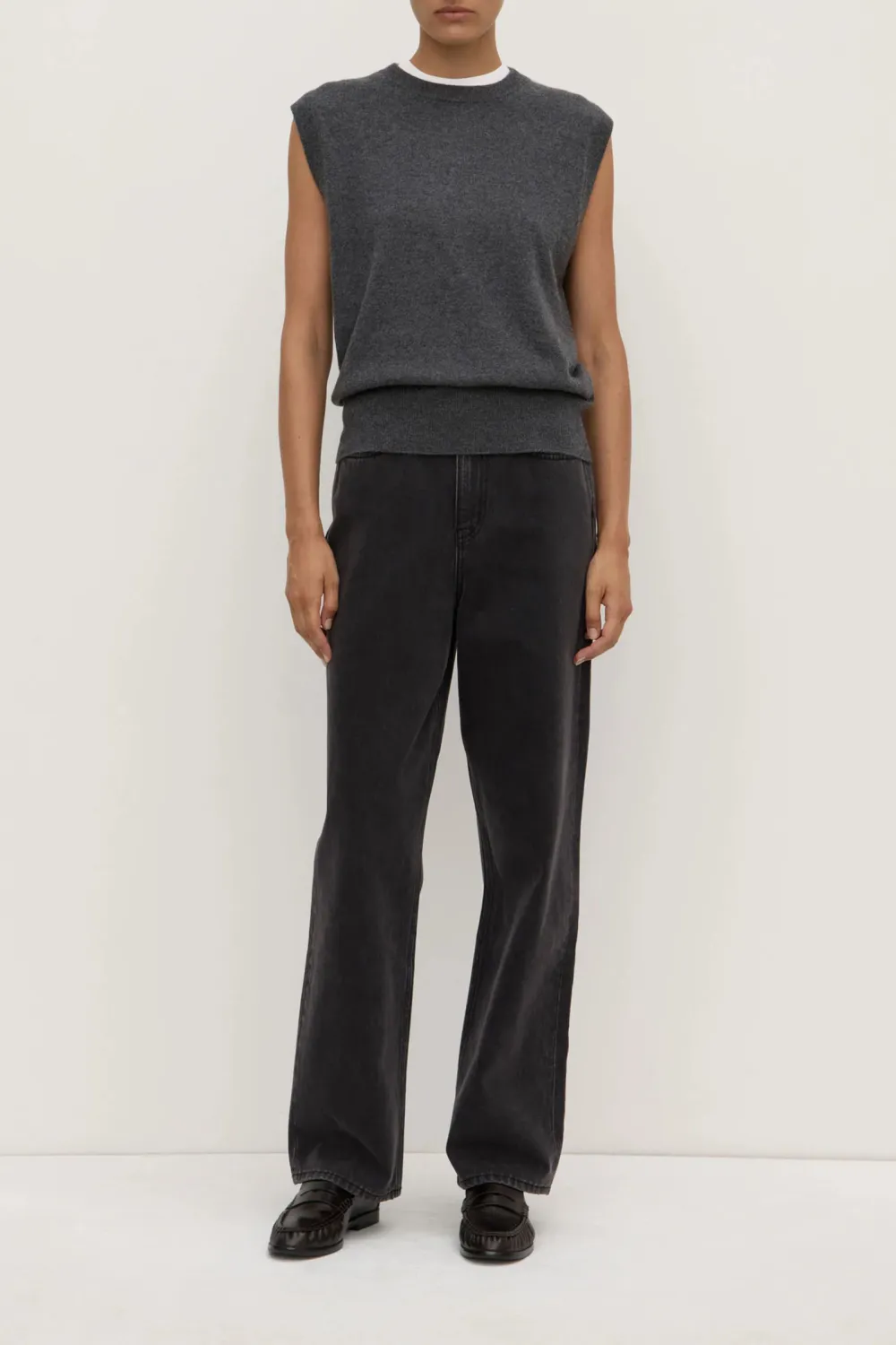Pure Cashmere Ribbed Round Neck Women's Vest