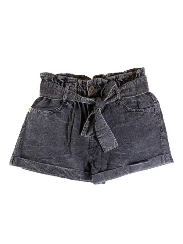 Roomy Cotton Blend Button Detail Casual Shorts