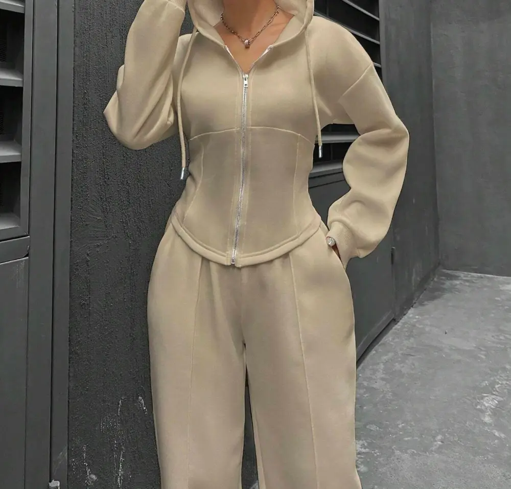 Women's Grey Hoodie Sweatshirt Set