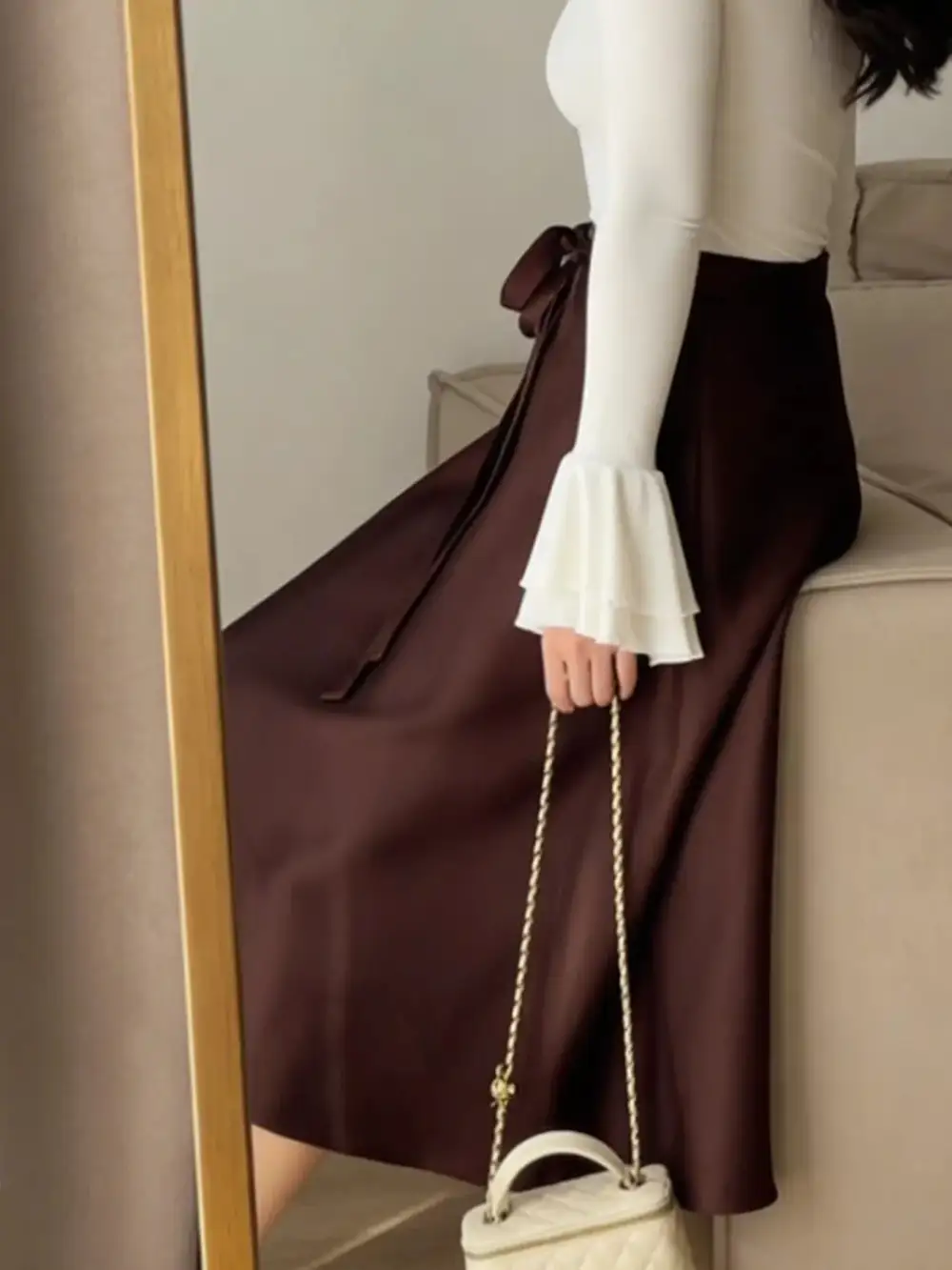 Satin Line Midi Skirt