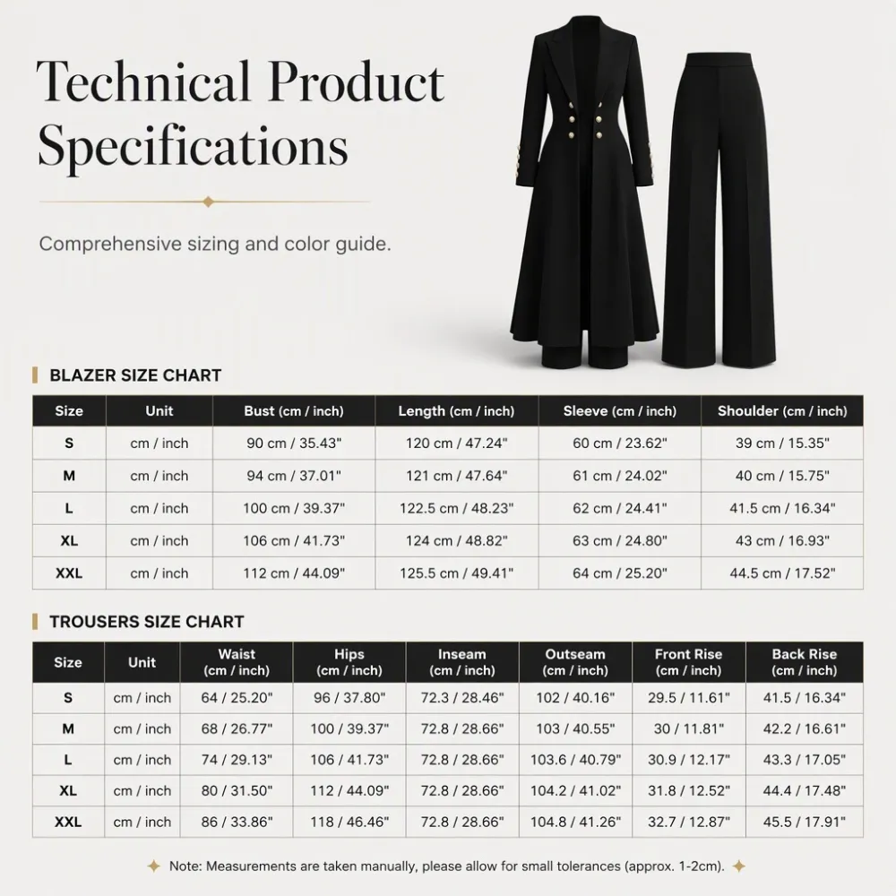 ⏰ 50% discount on season change - quality at half price!✨Women's Elegant Autumn 2 Piece Outfit Set with Retro Long Sleeve Coat and Simple Trousers