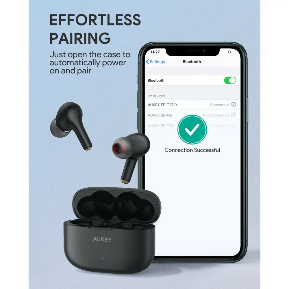 AUKEY EP-T27 Soundstream Wireless Earbuds Noise Cancelling IPX7 Waterproof Black