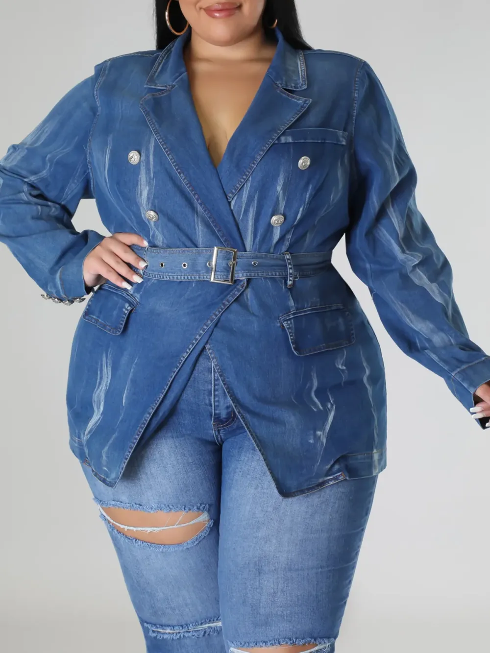 Plus-Size Fashion Denim Jacket For Women