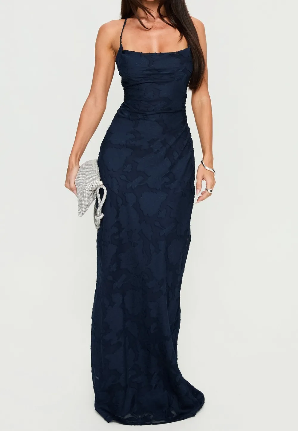 Halter Neck Lace Detail Maxi Dress
