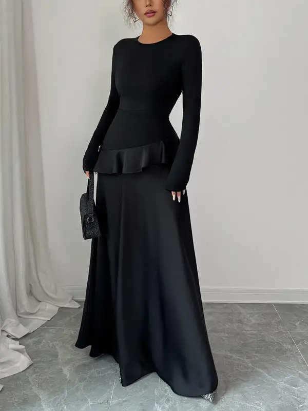 High Trim Neck Maxi Dress