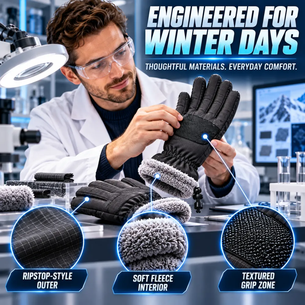 Unisex Winter Waterproof Ski Gloves - Windproof, Touchscreen Compatible, Waterproof Insert, Standard Fit, Minimalist Design for Skiing, Cycling & Daily Wear