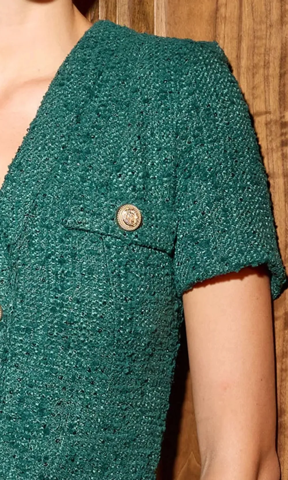 Forest Green V Neck Formal Dress