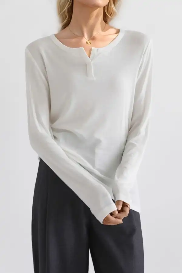 GYPSY-Basic Bae- Notched Long Sleeve T-Shirt