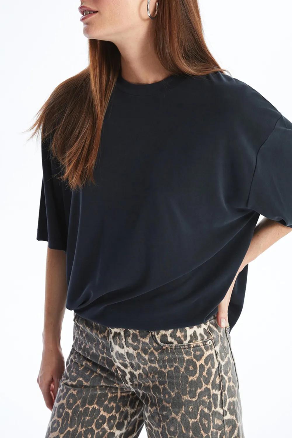 Modal Blended Women's Loose Short Sleeves