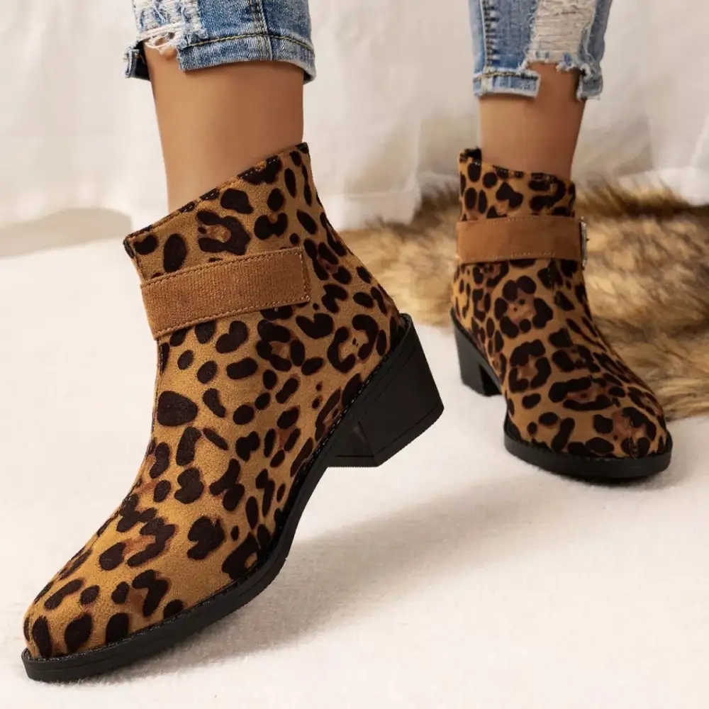 Polished Pointed Toe Block Heel Boots