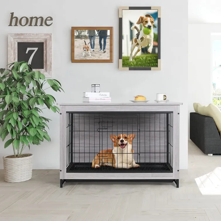 Pirecart Dog Crate Furniture, Side End Table, Modern Kennel, Wooden Heavy-Duty Dog