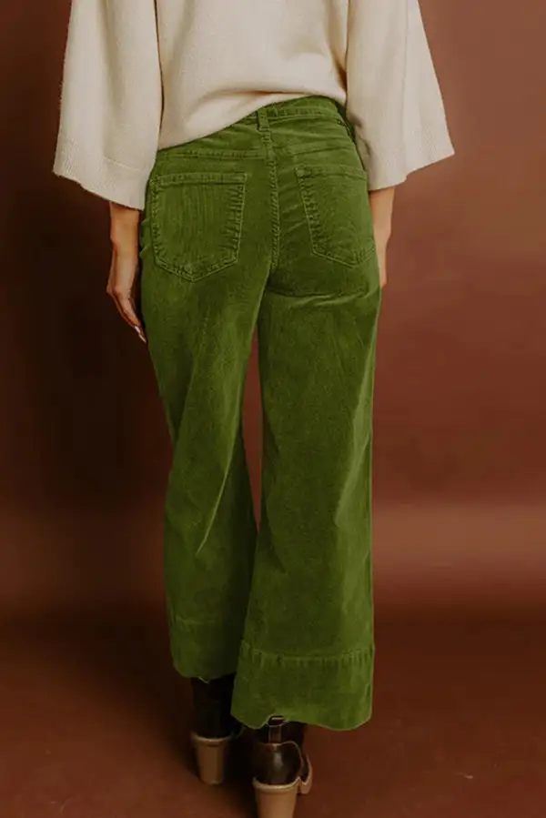 Corduroy High Neck High Waist Wide Leg Pants