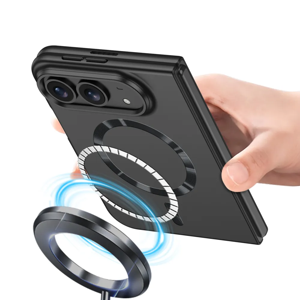 iPhone Duo - Magnetic Hinge Protection Fashion Cover Built-in Tempered Glass Film & Magnetic Ring