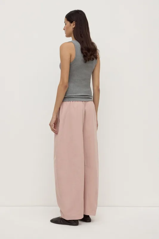 Pink Voluminous Cotton Barrel-Leg Pant