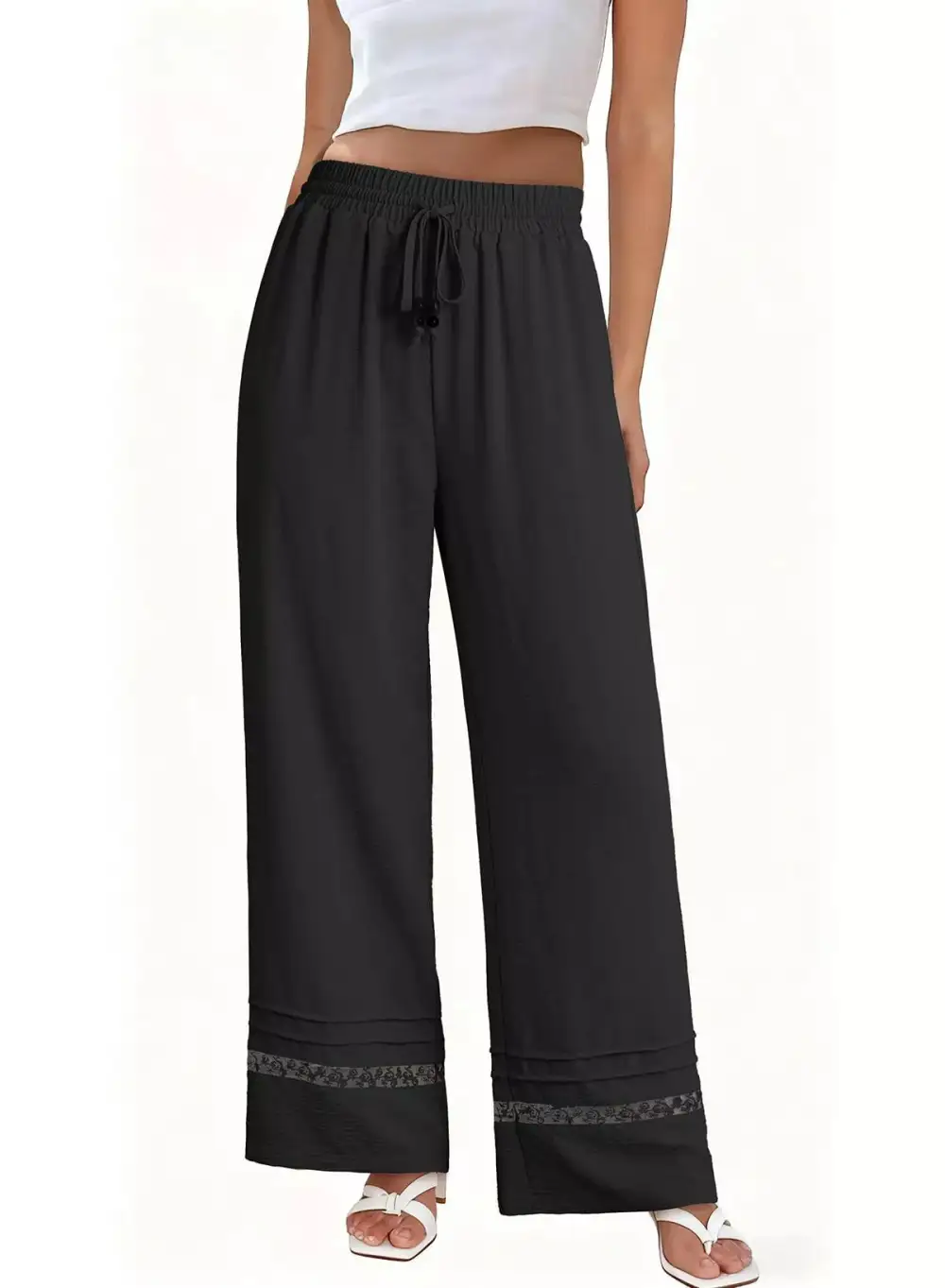 Casual Wide Leg Drawstring Pants