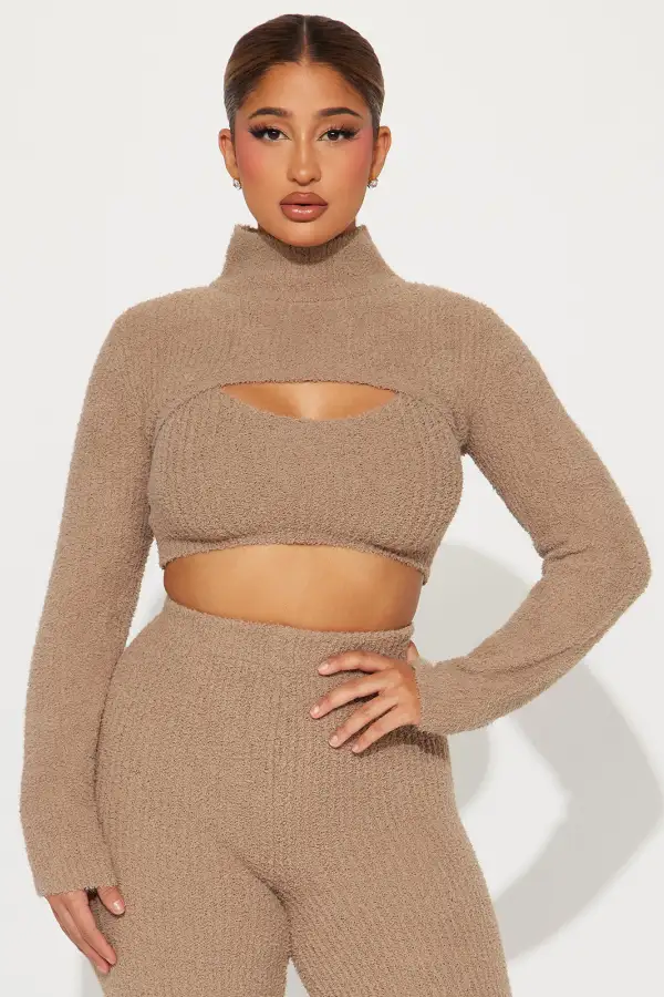 Feeling Cozy 3 Piece Pant Set - Taupe