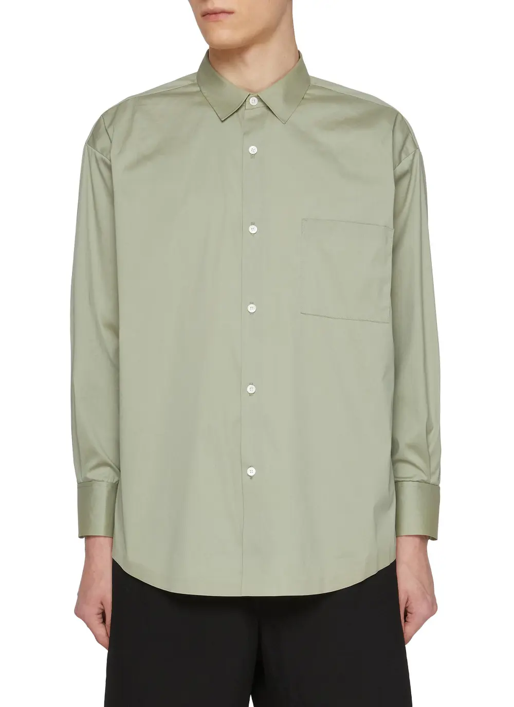 Versatile Relaxed Slim-Fit Button Green Shirt