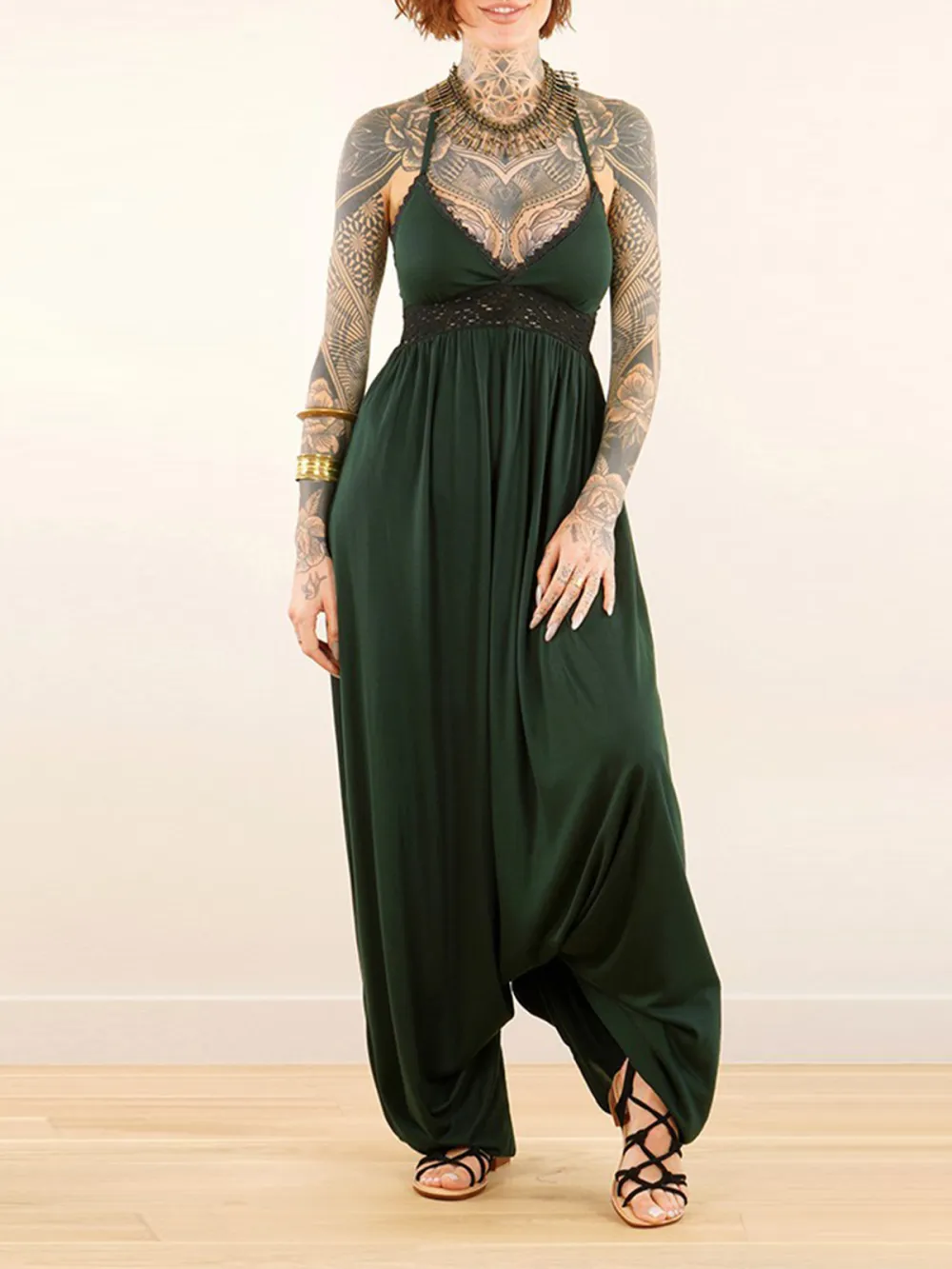 Strappy Bare Back Long Dress And Harem Pant Overalls