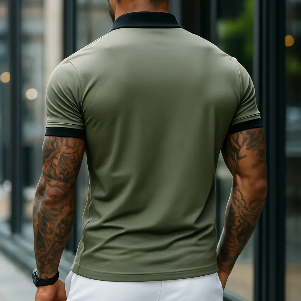Versatile Short Sleeve Collared Knit Cotton Shirt
