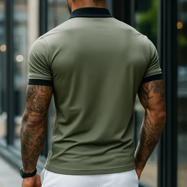 Versatile Short Sleeve Collared Knit Cotton Shirt