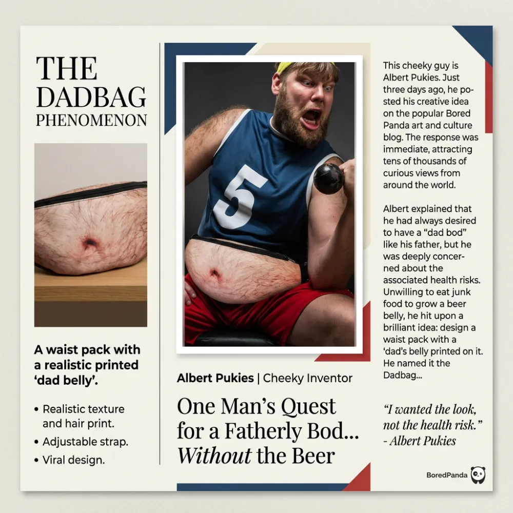 TikTok Viral Dad Bod Fanny Pack Novelty 3D Beer Belly Waist Bag Anti-Harassment Design