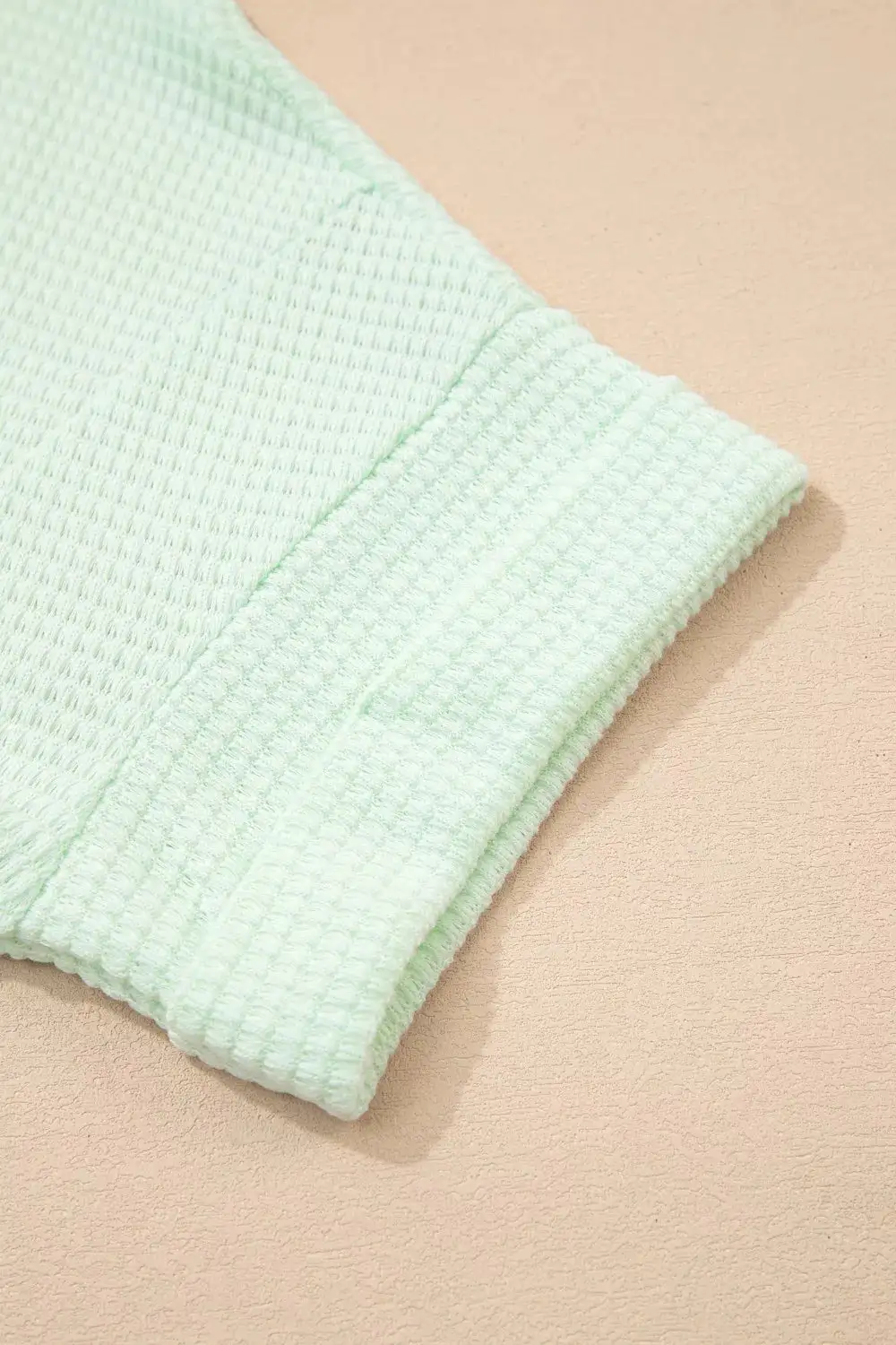 V Neck Short Sleeve Plus Waffle Knit