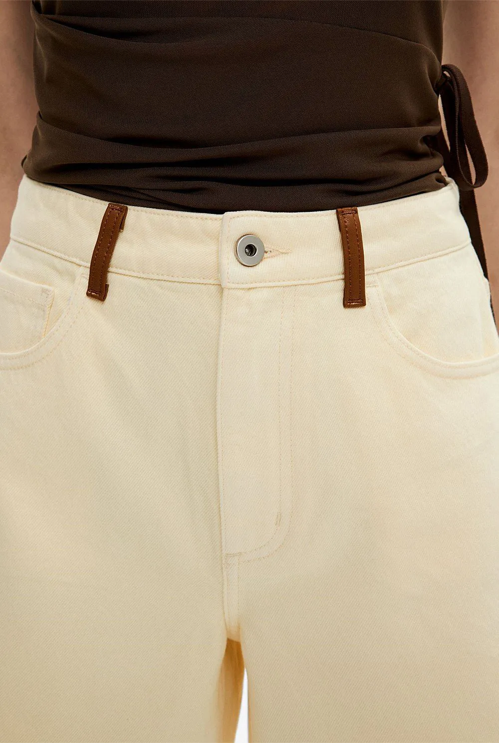 Contrast Color Denim Shorts