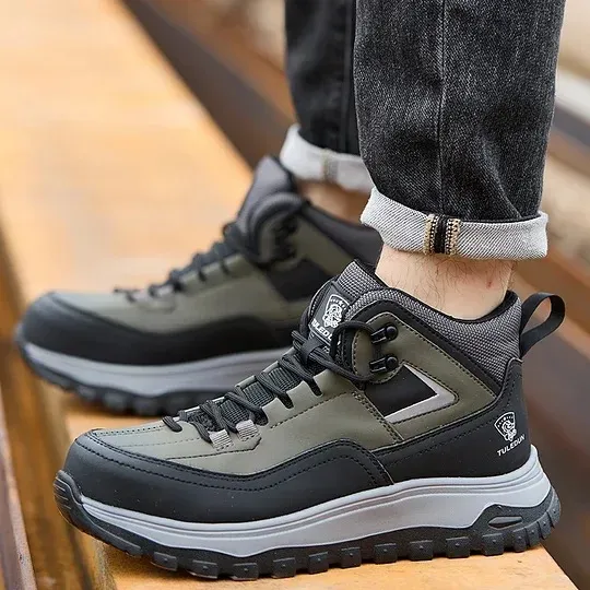 Men's Orthopedic Protective Hiking/Work Boots—Waterproof, Slip-Resistant, Impact-Resistant, Puncture-Proof—Wide Toe Box, Arch Support, Ankle Support