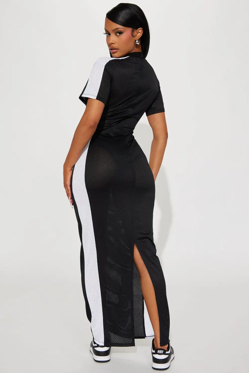 Game Day Jersey Maxi Dress - Black/White