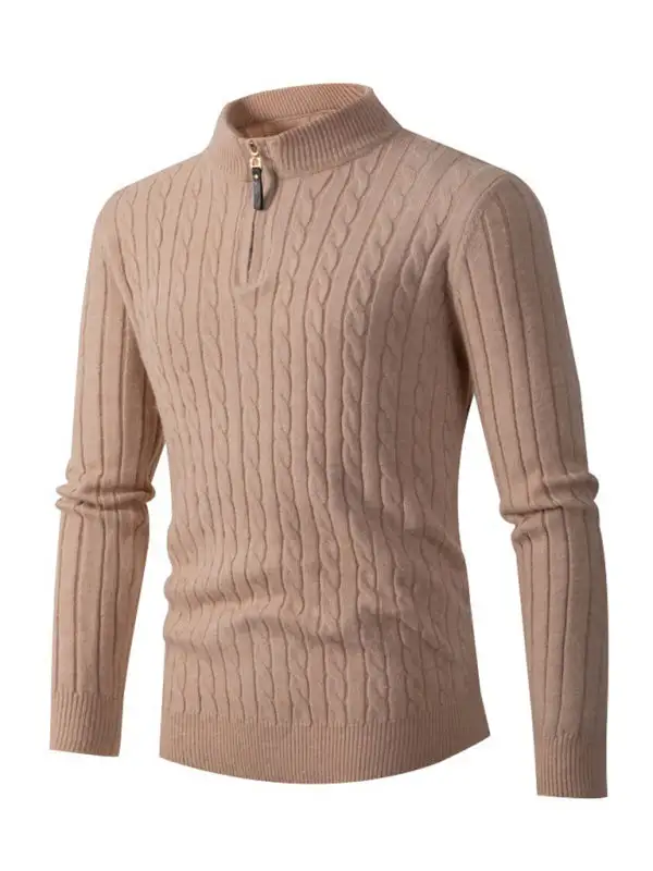 Knit Zip Front Collared Sweater