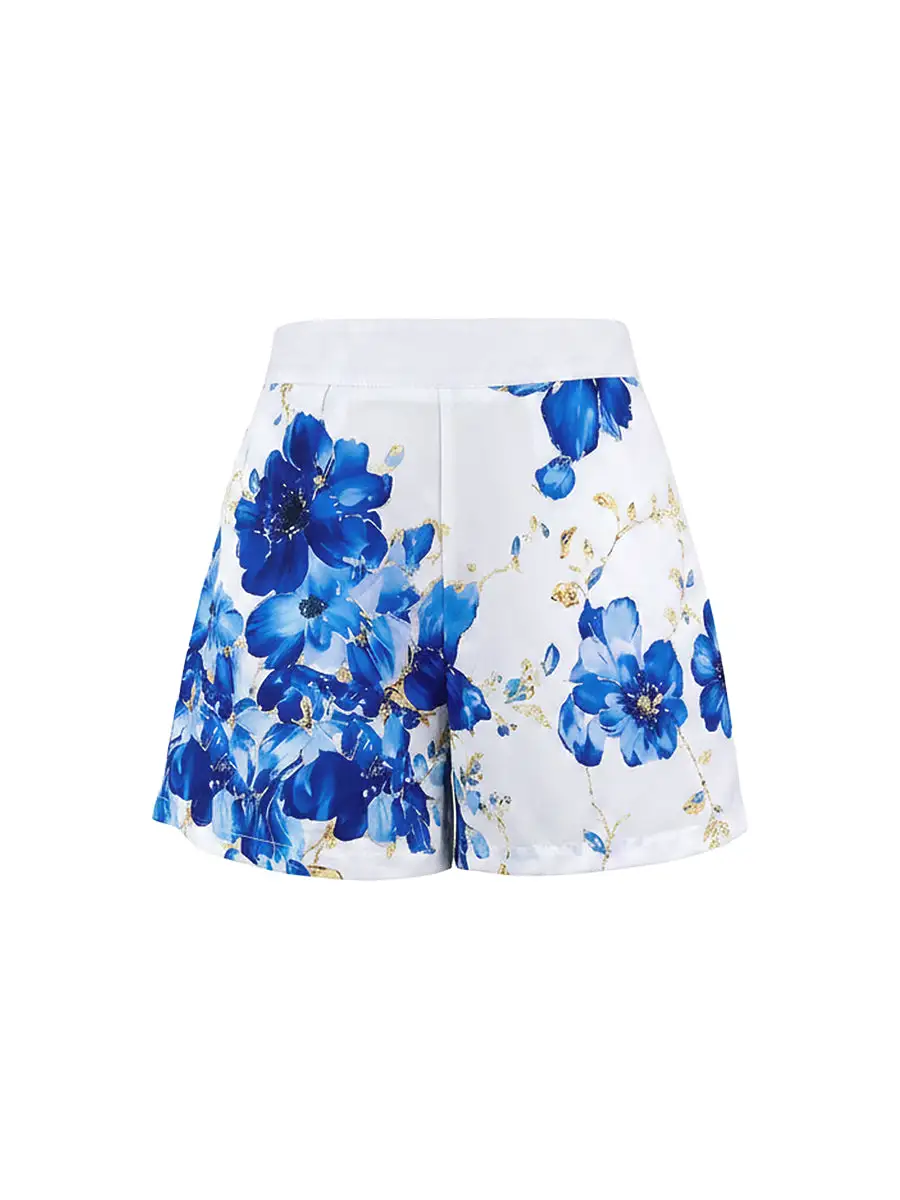 Losse Wijde Pijpen Met Bloemenprint Zakken En Shorts