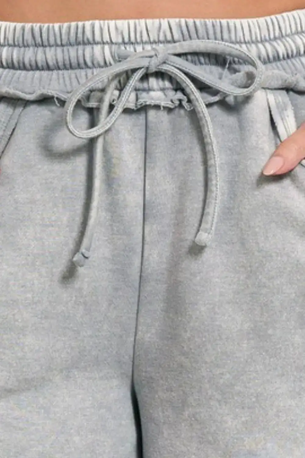 Modern Acid Wash Fleece Drawstring Shorts with Pockets