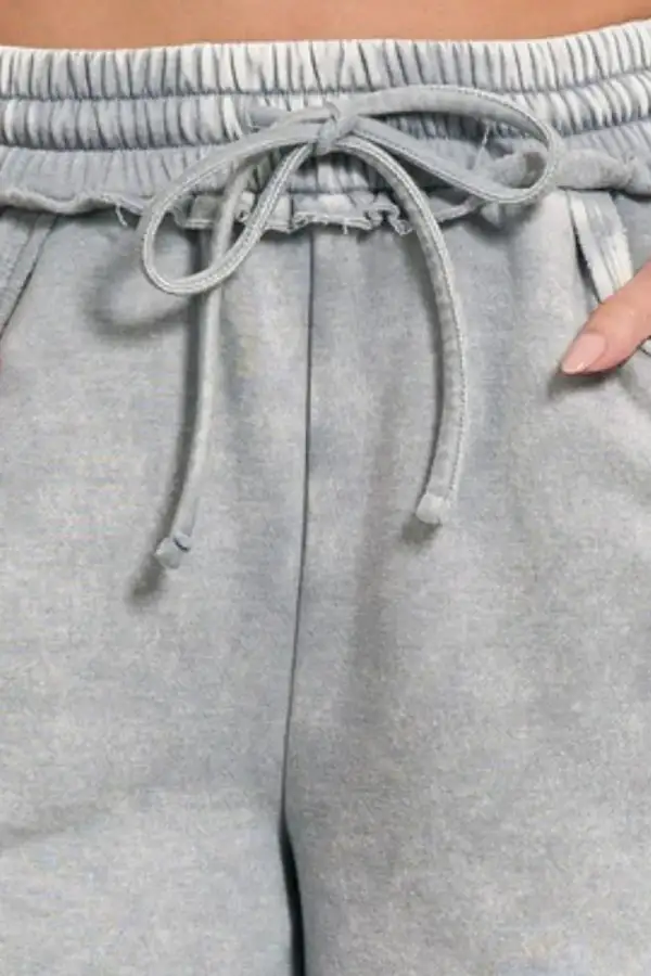 Modern Acid Wash Fleece Drawstring Shorts with Pockets
