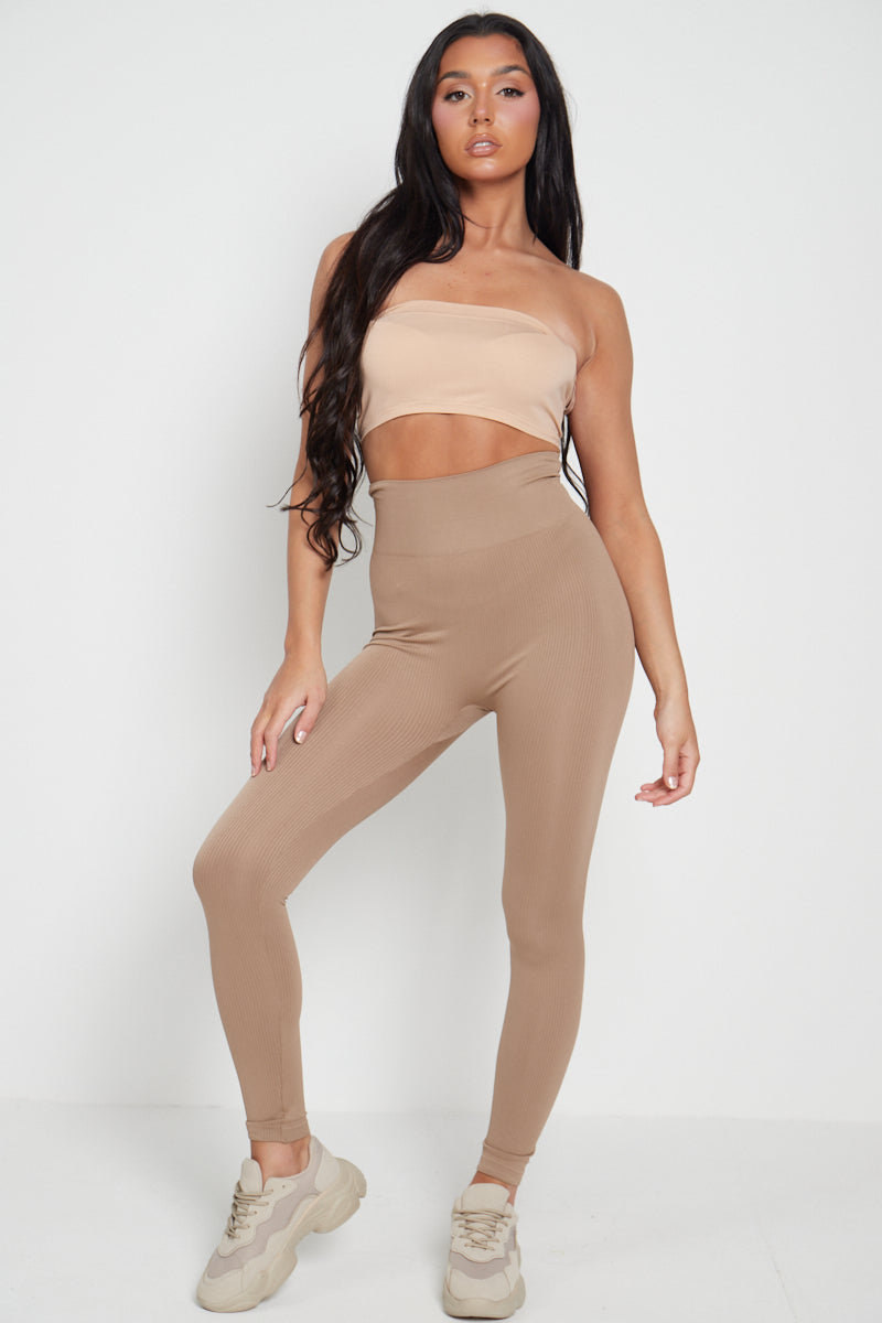 High Waist Ribbed Leggings - Della