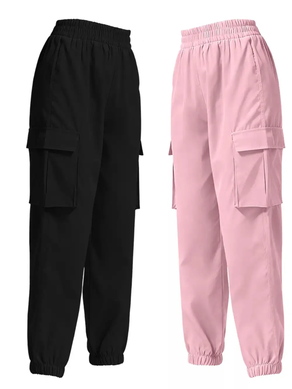Piece Elastic Waist Cargo Pants